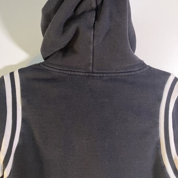 Volcom Hoodie Youth Large Black Thrifter Pullover Kangaroo Pocket Striped Sleeve - Picture 16 of 16